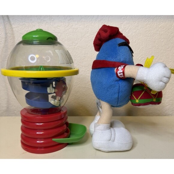 M&M's Collectible Spinning Candy Dispenser & Blue M&M Plush Drummer Lot of 2 - Picture 4 of 15